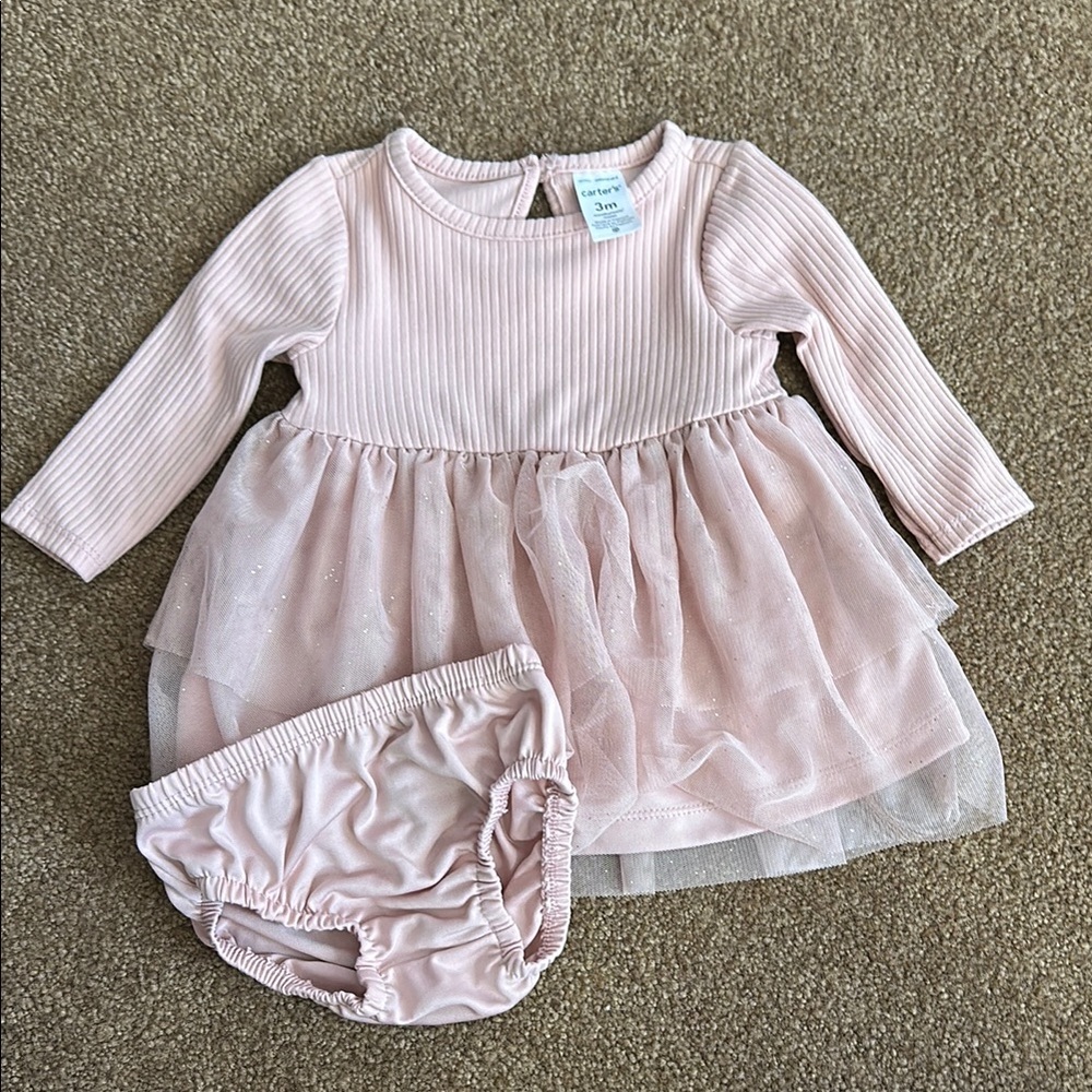 Carter's Pink Casual Dress with Tulle Overlay